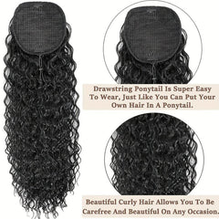 16 Inch Deep Curly Ponytail Extension Synthetic Hair Drawstring Ponytail