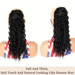 16 Inch Deep Curly Ponytail Extension Synthetic Hair Drawstring Ponytail