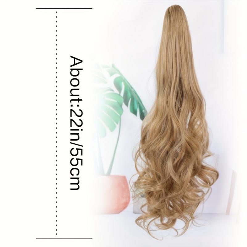 55 88 Cm Synthetic Claw Clip In Curly Wavy Ponytail Extensions