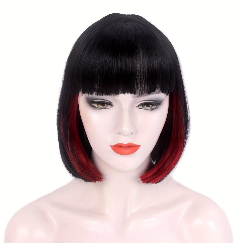 Shorts Bob Hair Wigs With Bangs Synthetic Fiber Cosplay Party Wigs
