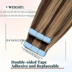 20pcs Long Curly Human Hair Tape In Extensions for Daily Use