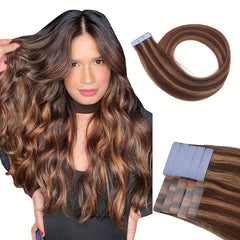 20pcs Long Curly Human Hair Tape In Extensions for Daily Use