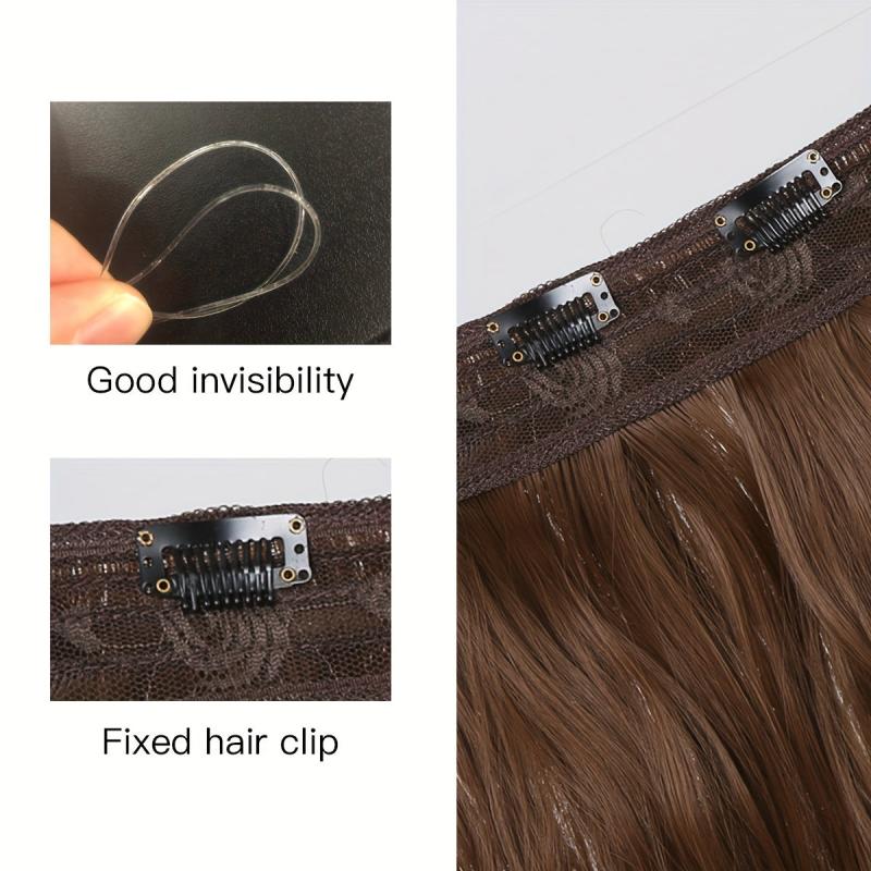 Long Wavy Hair Pieces Synthetic Fishing Line Hair Extensions For Daily Use