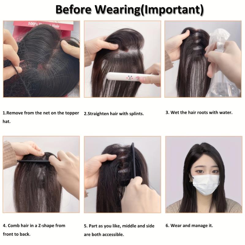 Human Hair Topper for Women - Real Human Hair Thick Hairpiece