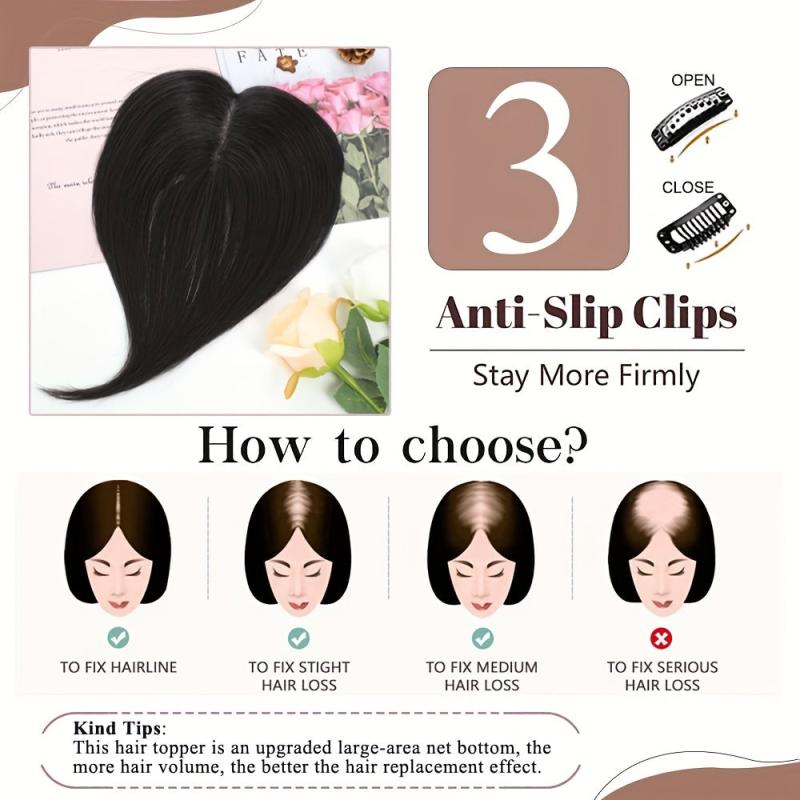Human Hair Topper for Women - Real Human Hair Thick Hairpiece
