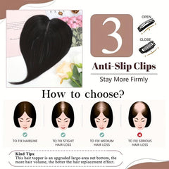 Human Hair Topper for Women - Real Human Hair Thick Hairpiece