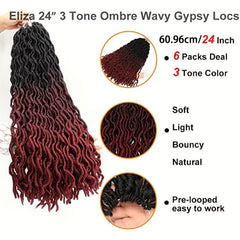 60 96 Cm Ombre Goddess Locs Crochet Hair Extensions Synthetic Hair For Women