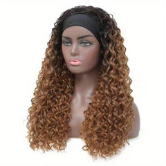 Headband Wig Long Deep Curly Synthetic Wig Heat Resistant