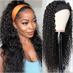 Headband Wig Long Deep Curly Synthetic Wig Heat Resistant