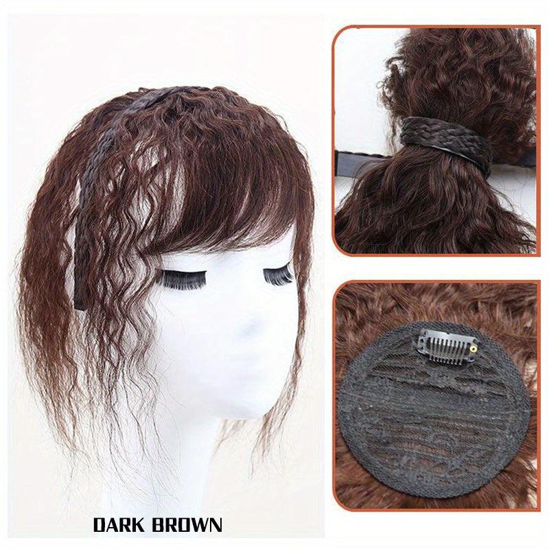 Synthetic Headband with Full Fringe Bangs & Curly Wave Hairpiece