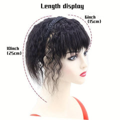 Synthetic Headband with Full Fringe Bangs & Curly Wave Hairpiece