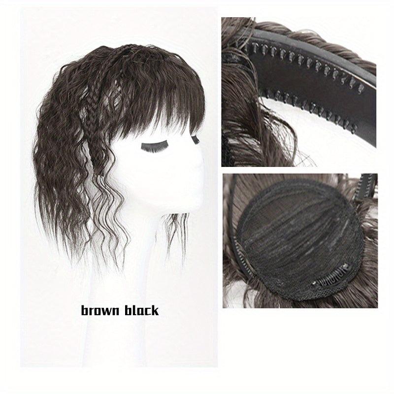 Synthetic Headband with Full Fringe Bangs & Curly Wave Hairpiece
