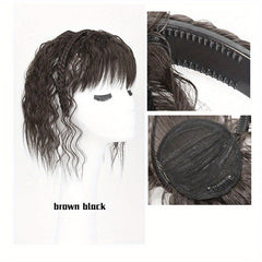 Synthetic Headband with Full Fringe Bangs & Curly Wave Hairpiece