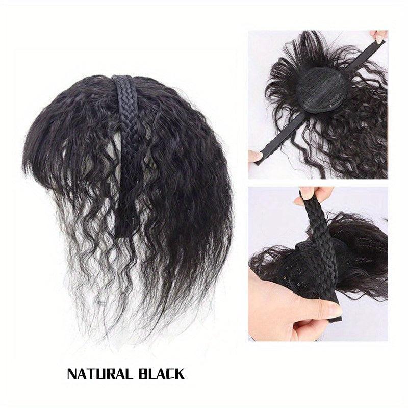 Synthetic Headband with Full Fringe Bangs & Curly Wave Hairpiece