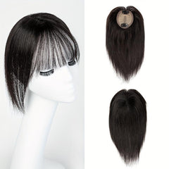 Natural Looking Clip In Human Hair Topper with Bangs for Women