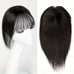 Natural Looking Clip In Human Hair Topper with Bangs for Women