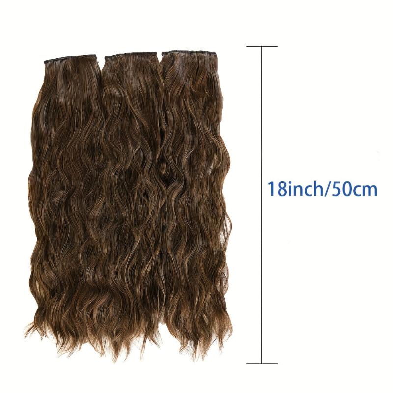 3pcs Long Wavy Hair Pieces Synthetic Clip In Extensions Natural Look