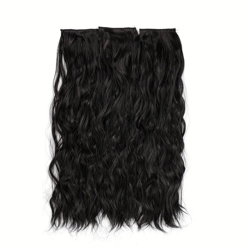 3pcs Long Wavy Hair Pieces Synthetic Clip In Extensions Natural Look