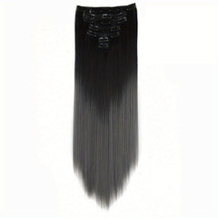 Long Straight Clip In Hairpiece Extensions 7Pcs Set 55 Dark Brown MixColor