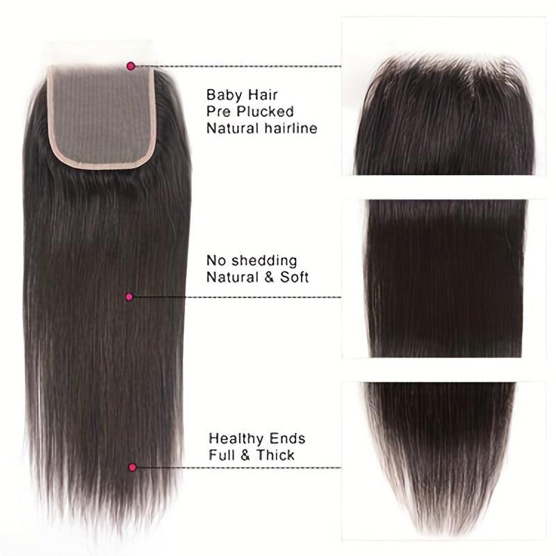 Long Straight Hair Wig 4x4 Transparent Lace Closure Wig