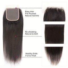 Long Straight Hair Wig 4x4 Transparent Lace Closure Wig