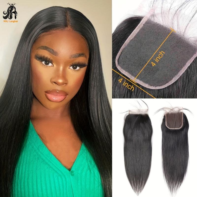 Long Straight Hair Wig 4x4 Transparent Lace Closure Wig