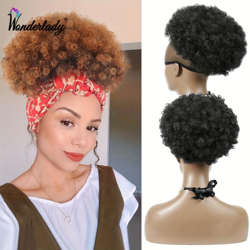 25cm Afro Puff Drawstring Ponytail Extensions Synthetic Hair Bun Women Girls