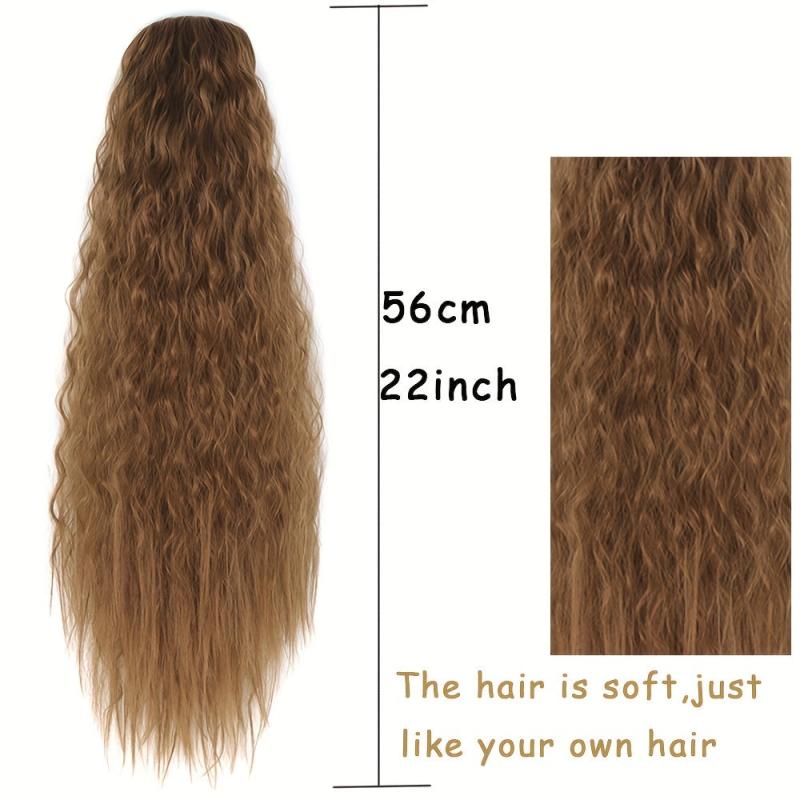 55 88 Cm Long Corn Wave Ponytail Extensions Synthetic Hairpiece Natural Looking