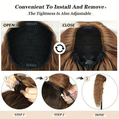 55 88 Cm Long Corn Wave Ponytail Extensions Synthetic Hairpiece Natural Looking