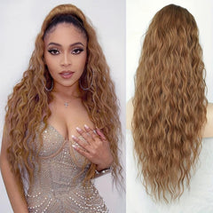 55 88 Cm Long Corn Wave Ponytail Extensions Synthetic Hairpiece Natural Looking
