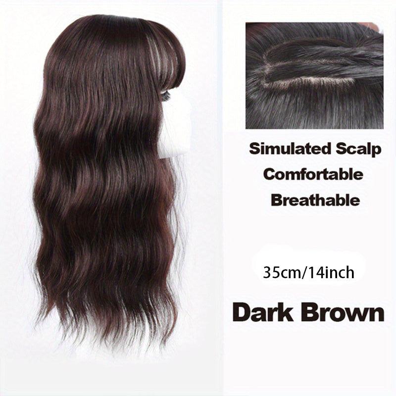 Water Wave Hair Piece with Bangs 3 Clip Synthetic Hair Extension