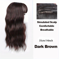 Water Wave Hair Piece with Bangs 3 Clip Synthetic Hair Extension