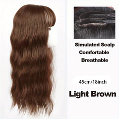 Water Wave Hair Piece with Bangs 3 Clip Synthetic Hair Extension