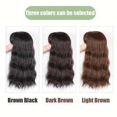 Water Wave Hair Piece with Bangs 3 Clip Synthetic Hair Extension