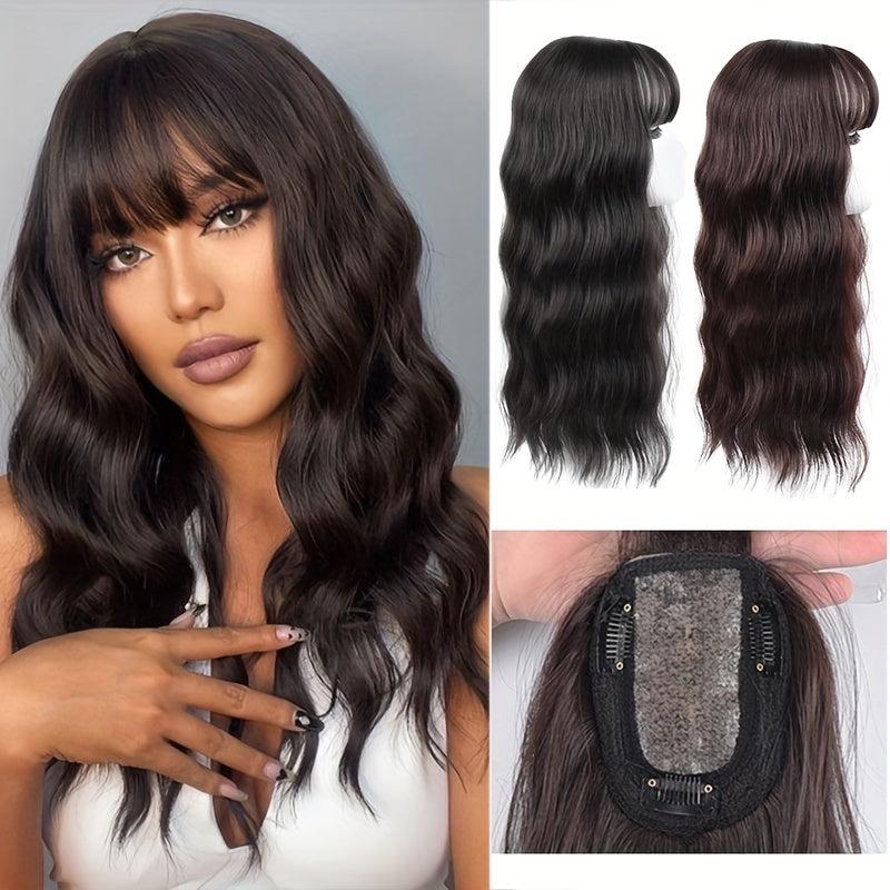 Water Wave Hair Piece with Bangs 3 Clip Synthetic Hair Extension