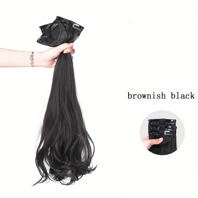 72 Cm Deep Wave Hair Extensions Clip In Double Weft Synthetic Hair Pieces