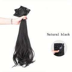 72 Cm Deep Wave Hair Extensions Clip In Double Weft Synthetic Hair Pieces