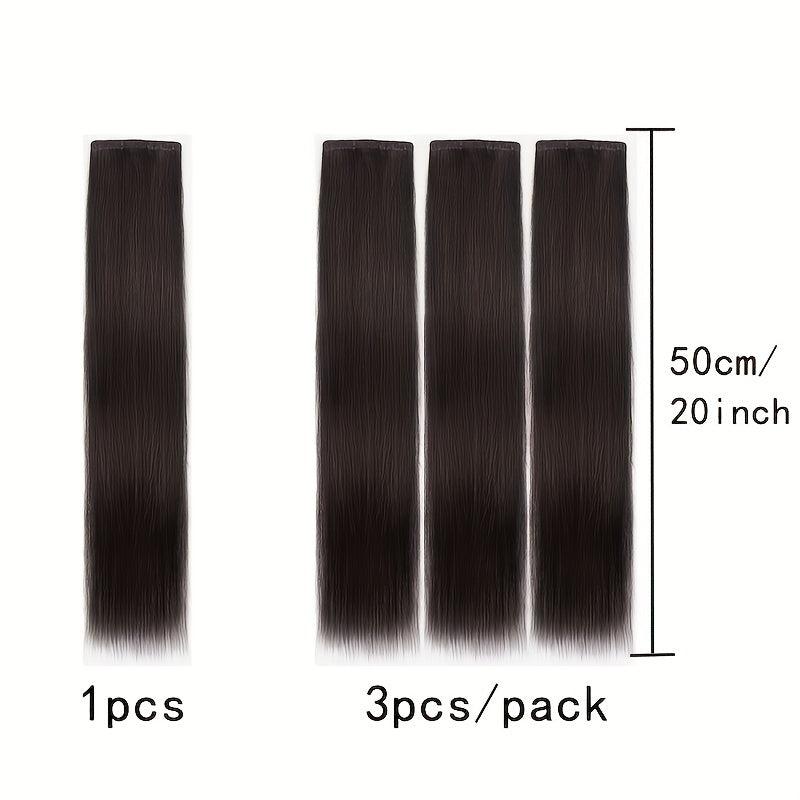 3pcs Clip In Straight Hair Extensions Synthetic Fiber Hair Extension