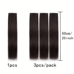 3pcs Clip In Straight Hair Extensions Synthetic Fiber Hair Extension