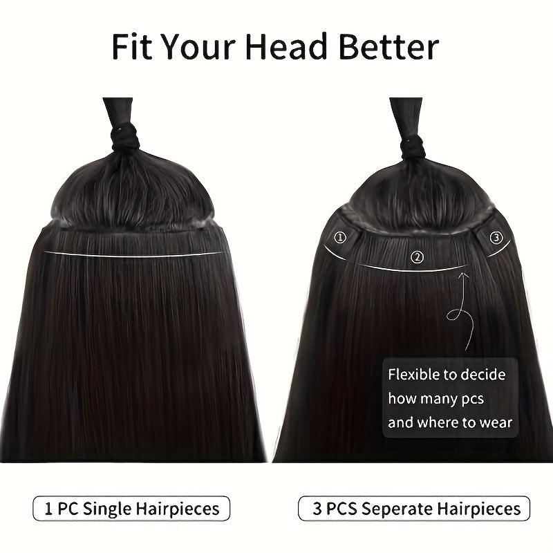 3pcs Clip In Straight Hair Extensions Synthetic Fiber Hair Extension