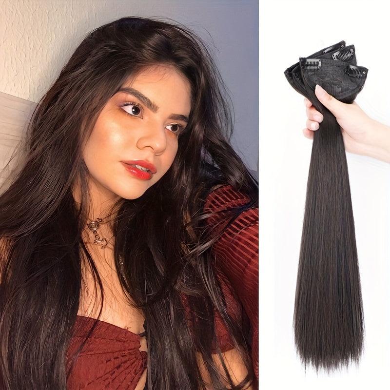 3pcs Clip In Straight Hair Extensions Synthetic Fiber Hair Extension