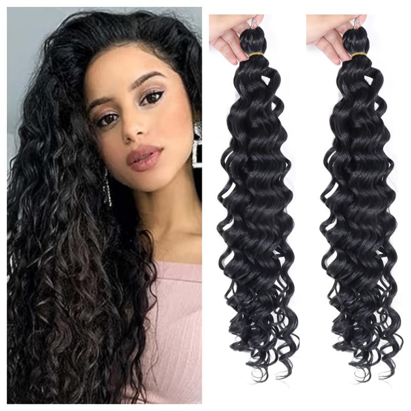 2 Packs Curly Crochet Hair Water Wave Braiding Hair Synthetic Deep Twist