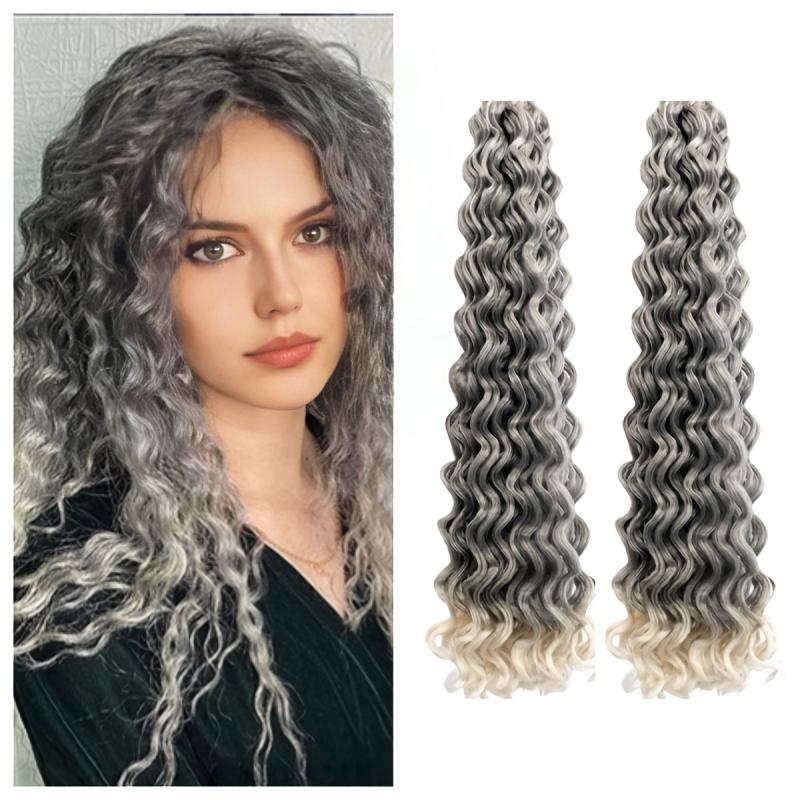 2 Packs Curly Crochet Hair Water Wave Braiding Hair Synthetic Deep Twist