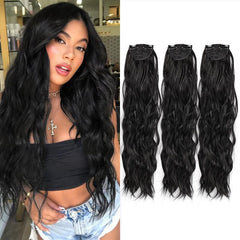 Long Curly Wavy Clip In Hair Extensions Set for Women