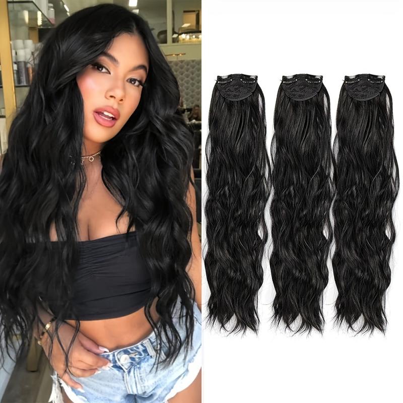 Long Curly Wavy Clip In Hair Extensions Set for Women