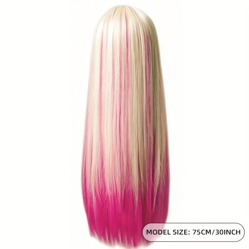 30 Inch Diagonal Bangs Synthetic Fiber Wig for Women's Dressing Up