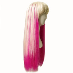 30 Inch Diagonal Bangs Synthetic Fiber Wig for Women's Dressing Up