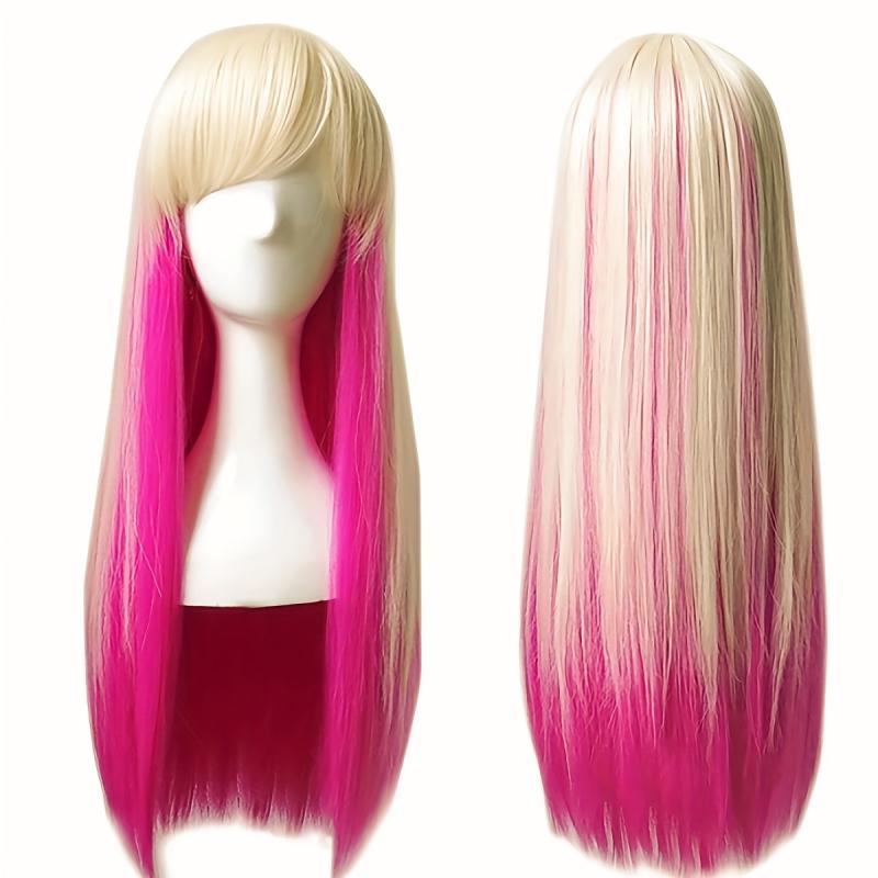 30 Inch Diagonal Bangs Synthetic Fiber Wig for Women's Dressing Up