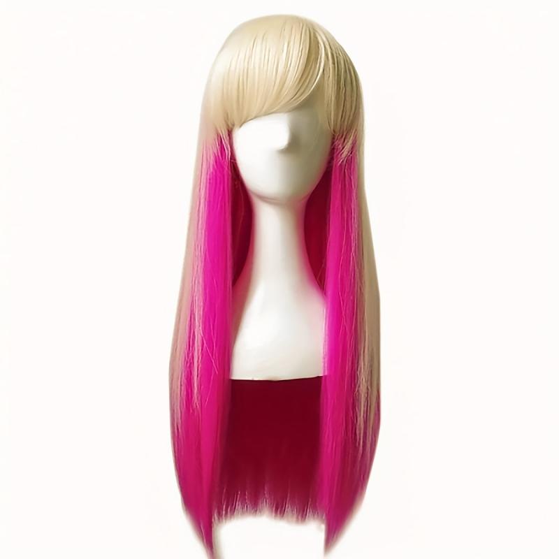 30 Inch Diagonal Bangs Synthetic Fiber Wig for Women's Dressing Up