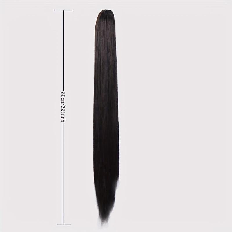 28 Cm Long Straight Ponytail Extensions Claw Clip In Hairpieces